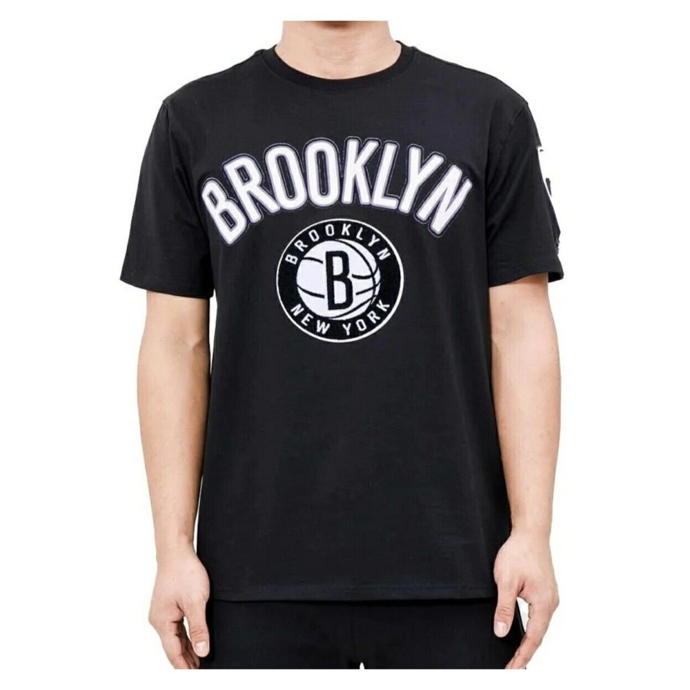 Pro Standard NBA Brooklyn Nets Stacked Logo Pro Team Black Tee Men's Size Large.